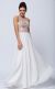 Sleeveless Floral Accent Beaded Top Long Prom Dress in Ivory/Pink